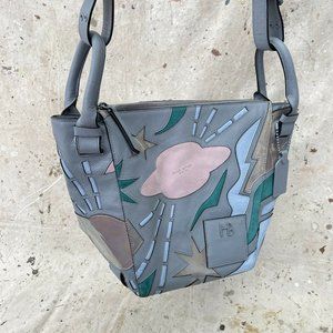 Henri Bendel RARE Spruce Street Fantasy SPACE Theme Leather Bag Purse